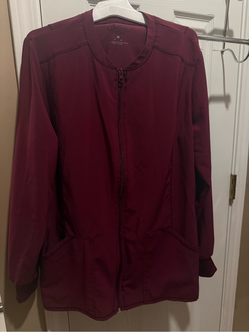 Cherokee Allura- medium-sized Women’s Two Pocket Zip-Front Scrub Jacket - Maroon